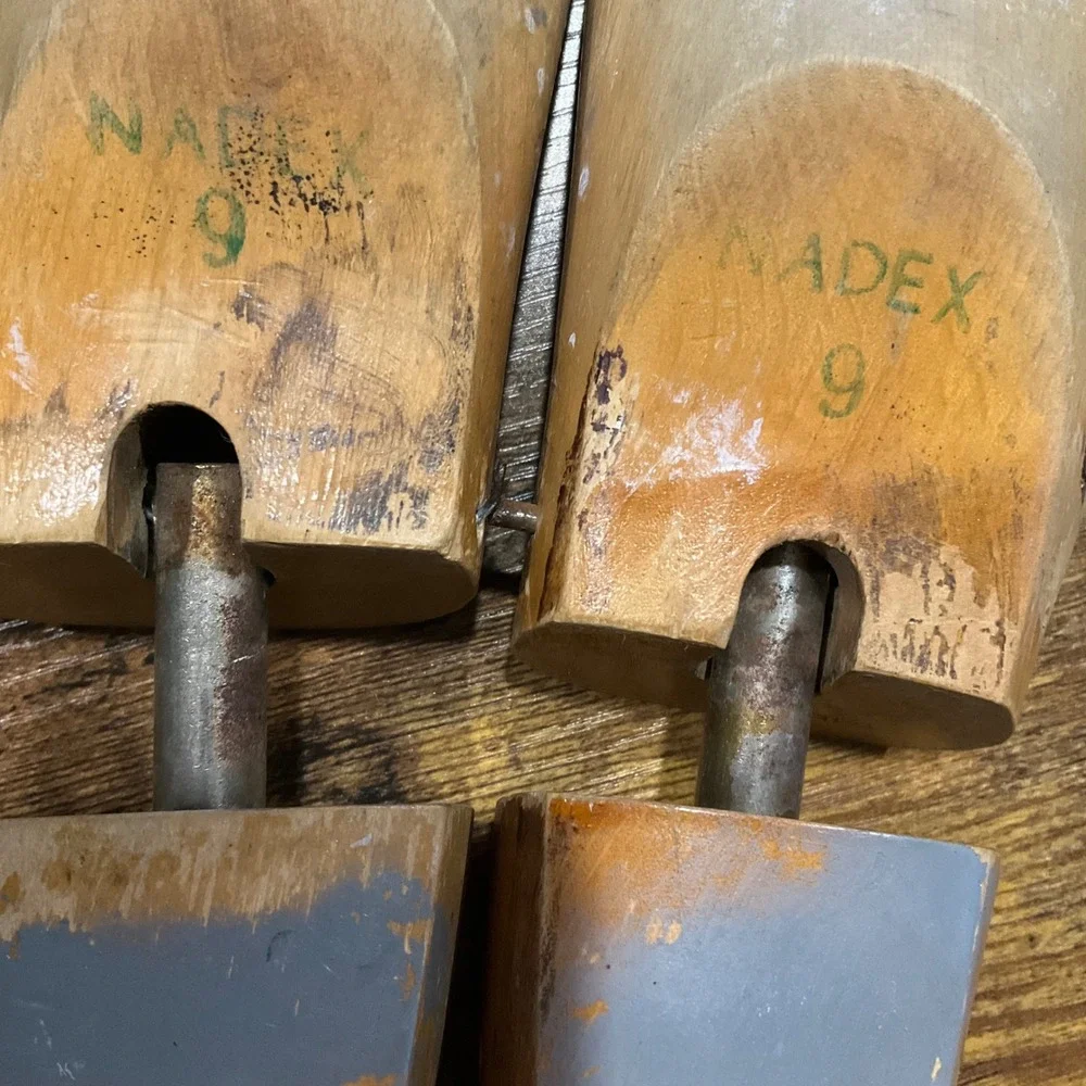 Vintage Nadex Wood Shoe‎ Trees Size 9 Adjustable Split Toe Shoe Shapers Vented